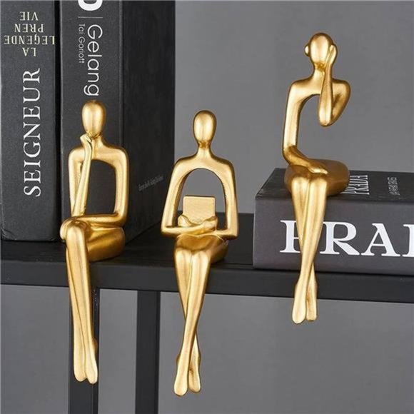 Gold Statue Home Decorations for Living Room,Shelf Decor Modern Bookshelf Decor - Picture 4 of 6
